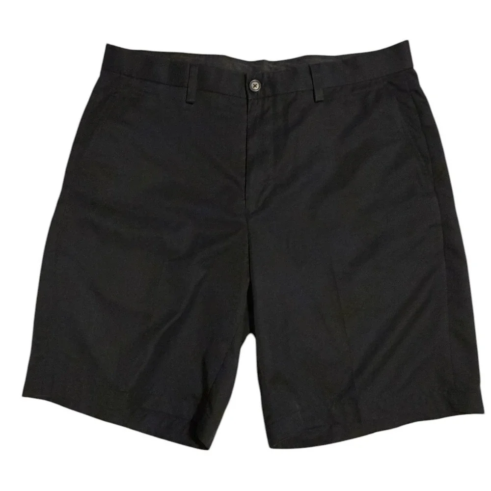 Eddie Bauer Mens 34 Black Cocona Performance Chino Shorts Flat Front Outdoor